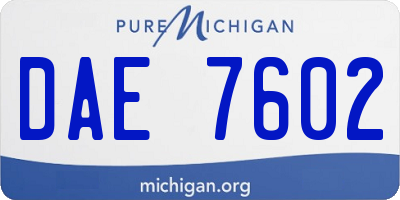 MI license plate DAE7602