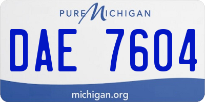 MI license plate DAE7604