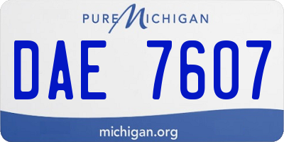 MI license plate DAE7607