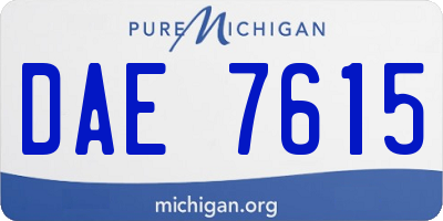 MI license plate DAE7615