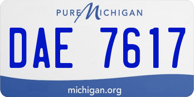 MI license plate DAE7617