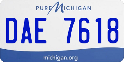 MI license plate DAE7618