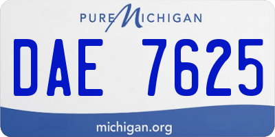 MI license plate DAE7625