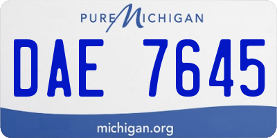 MI license plate DAE7645