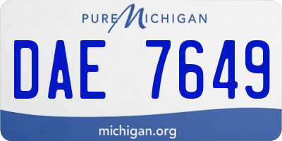 MI license plate DAE7649