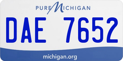 MI license plate DAE7652