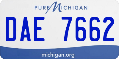 MI license plate DAE7662
