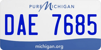 MI license plate DAE7685