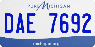 MI license plate DAE7692