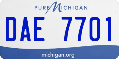 MI license plate DAE7701