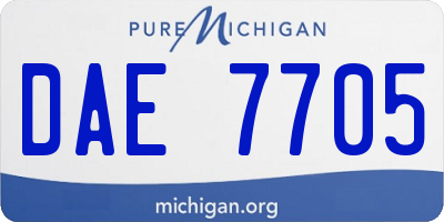 MI license plate DAE7705
