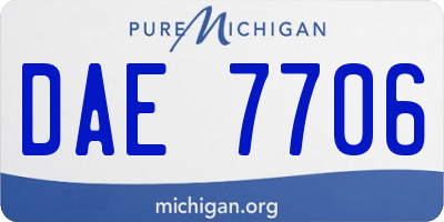 MI license plate DAE7706
