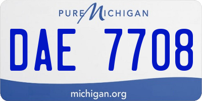 MI license plate DAE7708