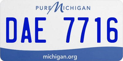 MI license plate DAE7716