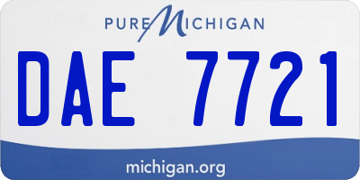 MI license plate DAE7721