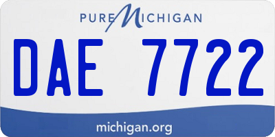 MI license plate DAE7722