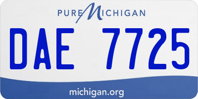 MI license plate DAE7725