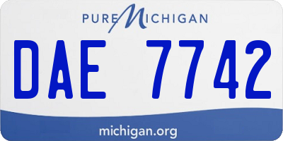 MI license plate DAE7742