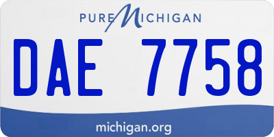 MI license plate DAE7758