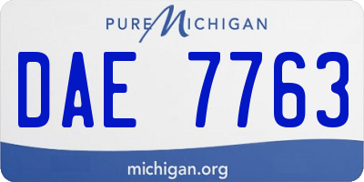 MI license plate DAE7763