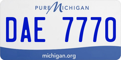 MI license plate DAE7770