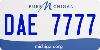 MI license plate DAE7777
