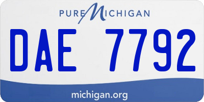MI license plate DAE7792