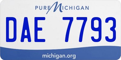 MI license plate DAE7793