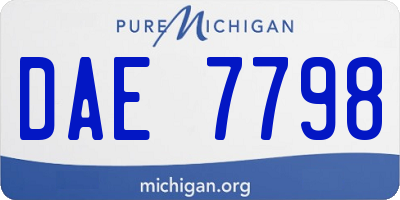 MI license plate DAE7798