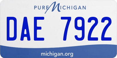 MI license plate DAE7922