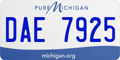MI license plate DAE7925
