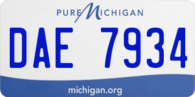 MI license plate DAE7934