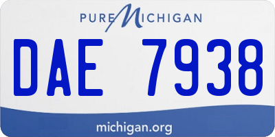 MI license plate DAE7938