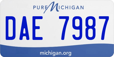 MI license plate DAE7987