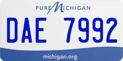 MI license plate DAE7992
