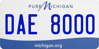 MI license plate DAE8000