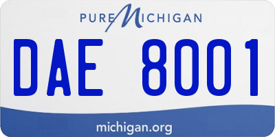 MI license plate DAE8001