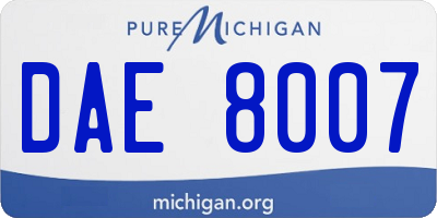 MI license plate DAE8007