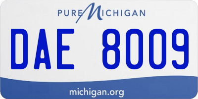 MI license plate DAE8009