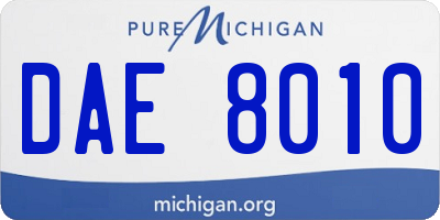 MI license plate DAE8010