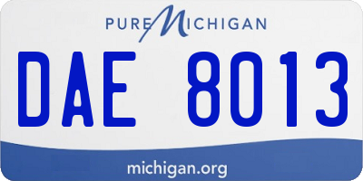 MI license plate DAE8013