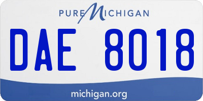 MI license plate DAE8018