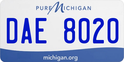 MI license plate DAE8020