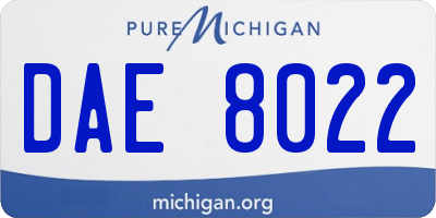 MI license plate DAE8022