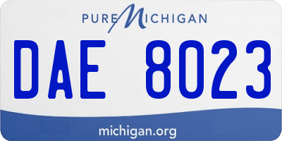 MI license plate DAE8023