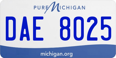 MI license plate DAE8025
