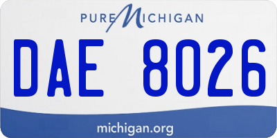 MI license plate DAE8026