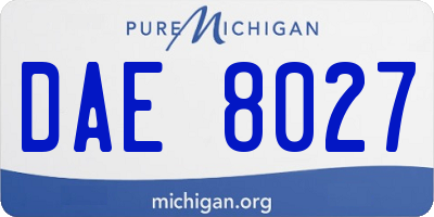 MI license plate DAE8027