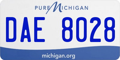 MI license plate DAE8028