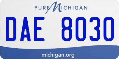 MI license plate DAE8030